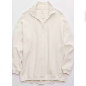 Aerie Good Vibes Corded Quarter Zip Sweatshirt